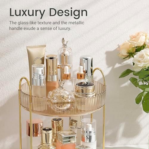Rotating Makeup Organizer for Vanity 2 Tier,(Gold) - Image 5