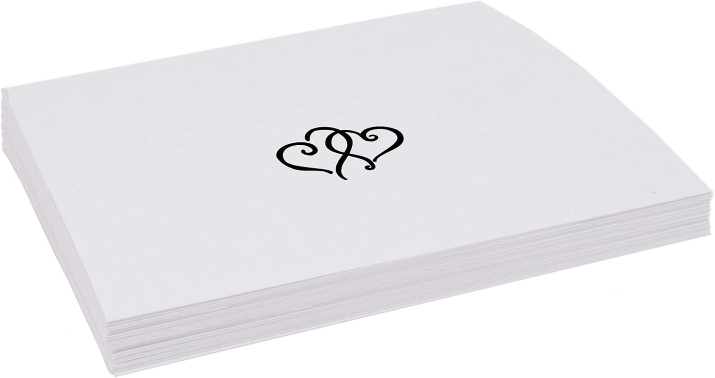 Linked Hearts Place Cards, Black (Choose Color), Set of 25, Pre-cut and Scored - Wedding, Party, Dinner, and Special Events - Made in the USA