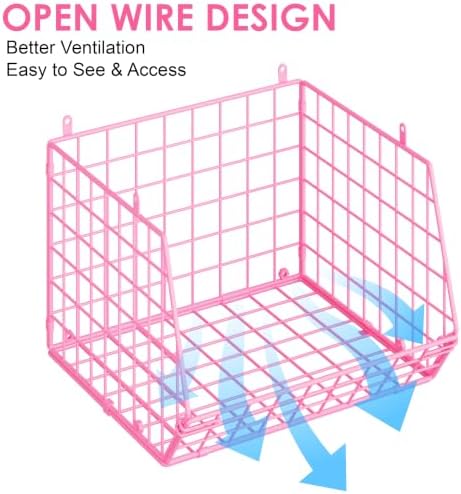 5 Tier Closet Hanging Organizer, Clothes Hanging Shelves with 4 Hanging Hooks 5 S Hooks, Wire Storage Basket Bins, for Clothing Sweaters Shoes Handbags Clutches Accessories Patent Design-Pink - Image 4
