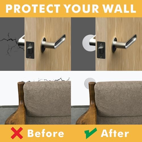 8PCS Door Knob Stoppers 3.25", Rigid Vinyl Wall Protectors with Strong Adhesive, Door Handle Bumpers for Home Wall & Door, White - Image 5