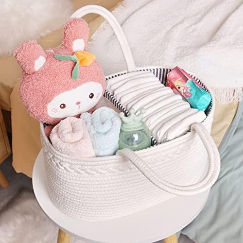 ABenkle Baby Diaper Caddy Organizer, Cotton Rope Nursery Storage Basket - Image 5