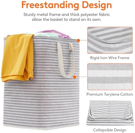 Lifewit 90L Large Laundry Baskets, Laundry Hampers Bags, 3 Pack, Grey - Image 2
