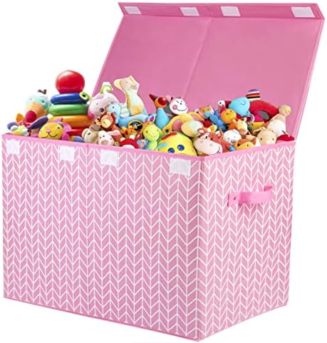 Large Toy Storage Box Chest for Kids, Sturdy Toy Box Bin Baskets with Lid by Mayniu