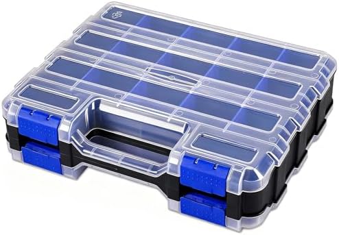 Small Parts Storage Case Tools Box Organizer Double Side 34 Compartments Hardware Organizers with Removable Plastic Dividers for Screws Nuts Nails Bolts by AIDY-PRO