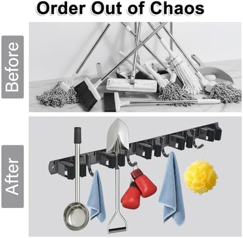 SUS304 5 Racks and 4 Hooks Mop and Broom Holder Wall Mount - Image 5