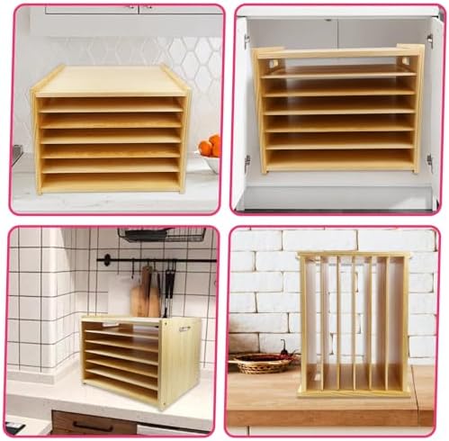 Wooden Tray Dividers for Kitchen Cabinet, 7 Tier Large Size Tray Dividers, 19.7 in x15.74 in x15.2 in, for Cookie Sheets, Baking trays, Cutting Board, Pans, for Organizing Cabinets, 5 Years Warranty - Image 5