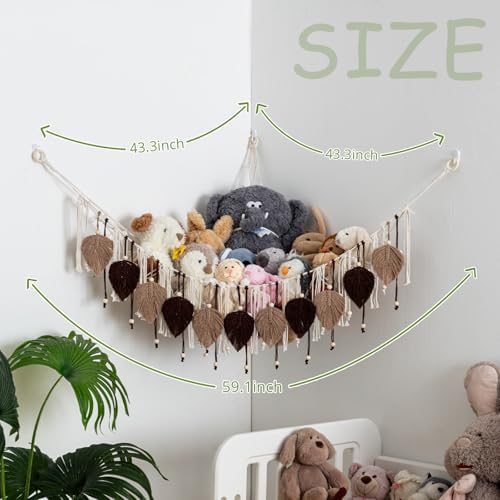Pretty Jolly Stuffed Animal Hammock with Leaf Beads and Tassels - Image 3