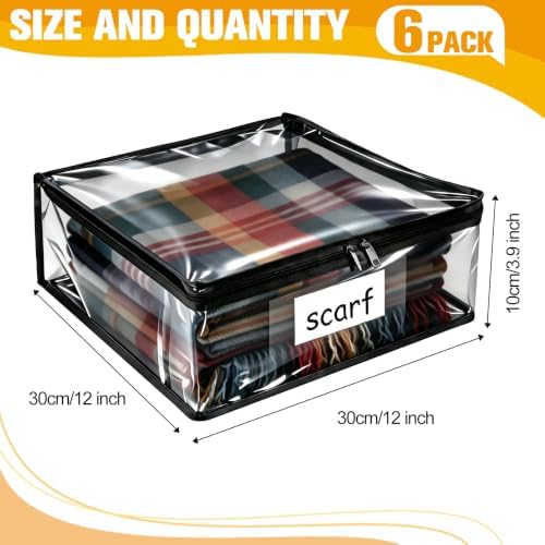Plastic Storage Bags with Easy-Glide Zipper, Pack of 6, Durable Clear Vinyl Zippered Storage Bags for Clothes Sweaters Comforters Blankets Sheets Bedding (12 x 12 x 3.9 Inch, Transparent Black) - Image 2
