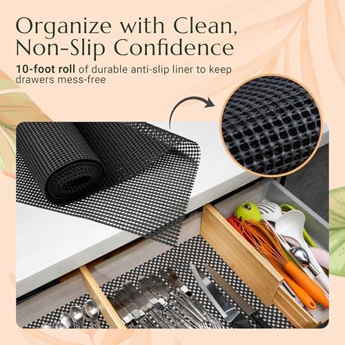 Bamboo Drawer Dividers 6 Pack with Non Slip Liner, Adjustable Expandable Drawer Organizer for Dresser, Kitchen, Bathroom, 4.5 Inch Tall Separators for Clothes, Fits 12 to 17.5 Inch Drawers - Image 3