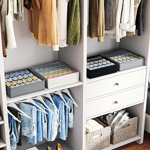 Underwear Organizer 4 Pack, 24 Cell Sock Drawer Organizer Divider, Sock and Underwear Drawer Organizer Foldable Tie Organizer for Socks, Underwear, Belts, Ties. (Black) - Image 5