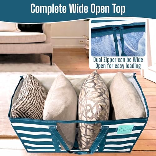 VENO Moving Bags, Wide Open Top, Clear Window, Classic Navy Stripe, 6 Pack - Image 3
