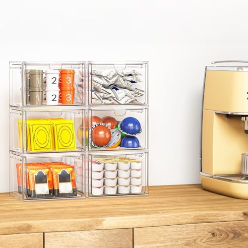 caktraie 6-Pack Stackable Acrylic Storage Drawers, Small - Image 4