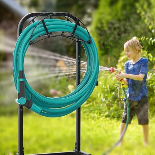 Meykwod Garden Hose Holder, Heavy Duty Water Hose Holder with 4 Spikes Holds 150ft Water Hose, Sturdy Freestanding Hose Stand Hose Hanger Hose Storage for Outside Yard Lawn (Metal, Black) - Image 6