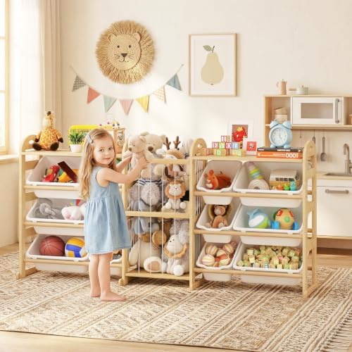 Toy Storage Organizer with Stuffed Animal Storage, 12 Toy Bins - Image 6