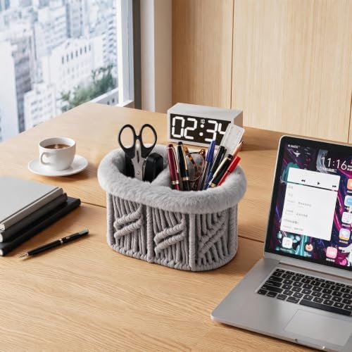 Remote Control Holder, Woven Plush Lined TV Remoter Holder Caddy - Image 4