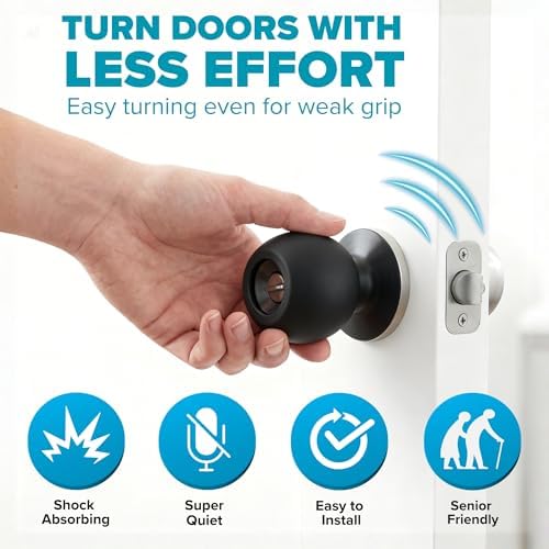 STRONGEST HOME® Black Silicone Door Knob Cover & Wall Protector – Soft Rubber Handle Grip for Arthritis Support and Quiet Damage Prevention (2 Pack) - Image 4