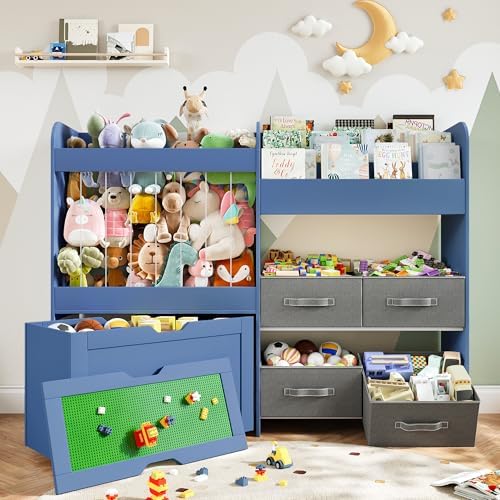 51.1" W Toy Storage Organizer with Stuffed Animal Storage, Wooden by VortinT