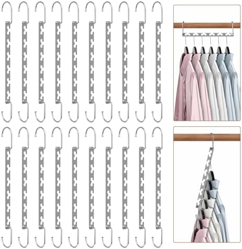 Space Saving Hangers for Clothes 20 Pack, Sturdy Metal Hangers Wardrobe Organizer, Magic Cascading Hanger, Closet Space Saver Closet Organizers and Storage by SindaxAllforlife