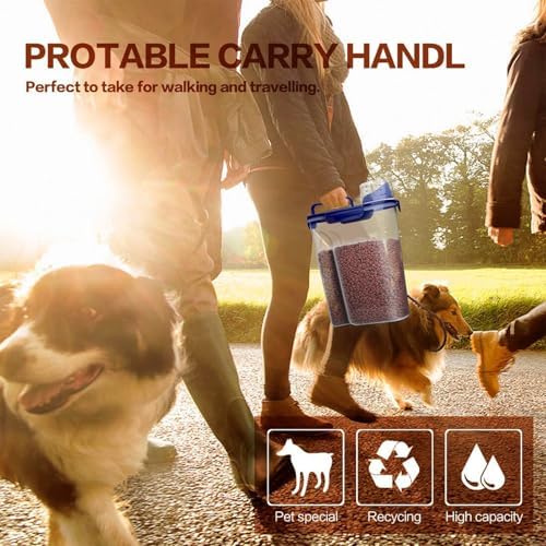 TIOVERY Dog Food Storage Container, 5-7 Lbs Airtight Pet Food Container, Cat food Container Dispenser with Portable Handle, Pouring Spout and a Collapsible bowl for Dogs Cats Navy Blue/6Qt - Image 4