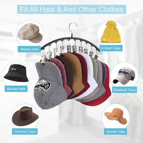 Hat Hanger for Closet,2 Pack Hat Organizer Holder for Hanger Closet Display - Image 5