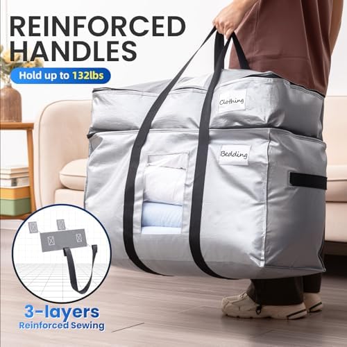 TAILI 2 Tier Moving Bags,2 Pack Silver Storage Bags with Visible Window - Image 4