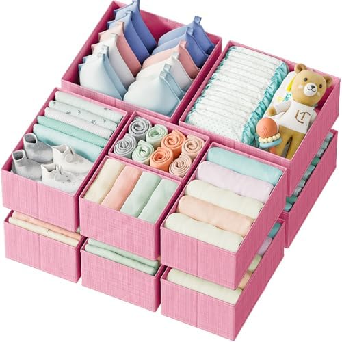 Drawer Organizer Set of 12 Pink - Nursery, Bedroom, Closet Organizer & Storage by Neaterize