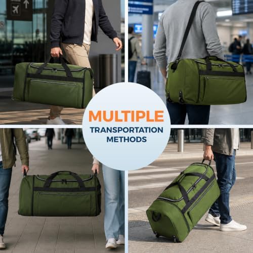 uarition 70L Foldable Rolling Duffle Bag with Wheels - Image 6