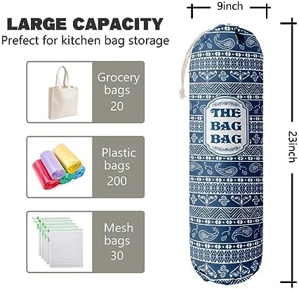 Rustic Grocery Bag Holder & Organizer - Wall Mount Plastic Bag Storage Dispenser - Kitchen Gift for Women, Family & Friends (B-8) - Image 2