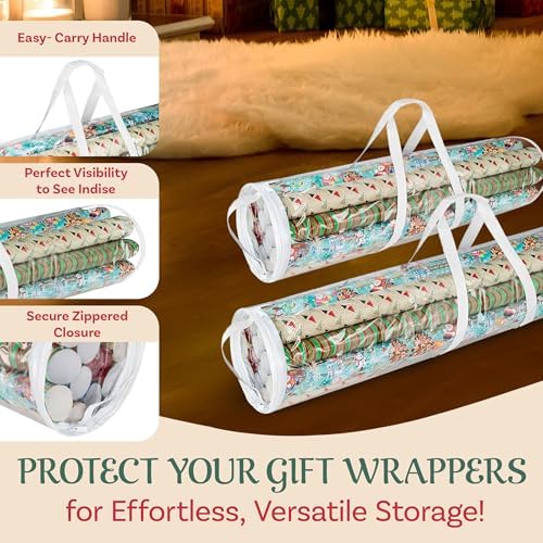 Elf Stor Wrapping Paper Storage Bags, Clear, Set of 2, 9” x 40.5” - Image 3