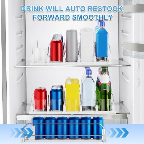 Dayacoco Drink Organizer for Fridge,5 Rows Fridge Soda Can Organizer,20oz 16oz 12oz-Self Pushing Soda Dispenser for Fridge,Adjustable Width-Holds up to 25 Cans,White - Image 4
