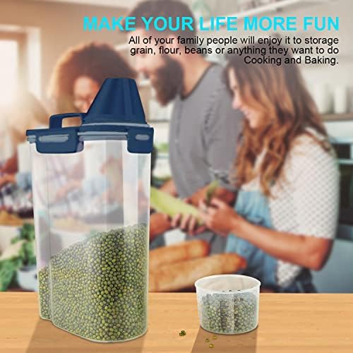 Uppetly Rice Airtight Dry Food Storage Containers, BPA Free Plastic Storage Bin Dispenser with Pourable Spout, Measuring cup for Cereal, Flour and Baking Supplies Blue - Image 6