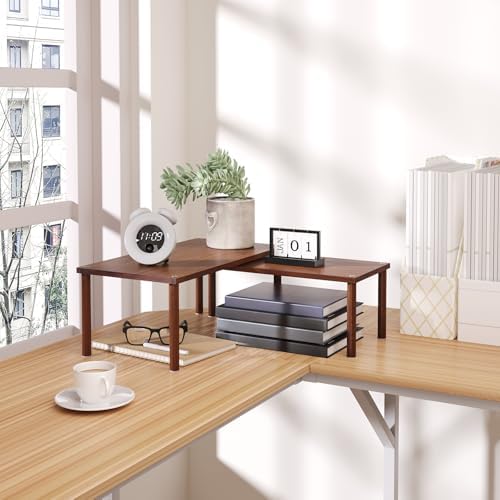 VERTORGAN 2 Pack Cabinet Organizer Shelf,Bamboo Countertop(Large,Brown) - Image 4