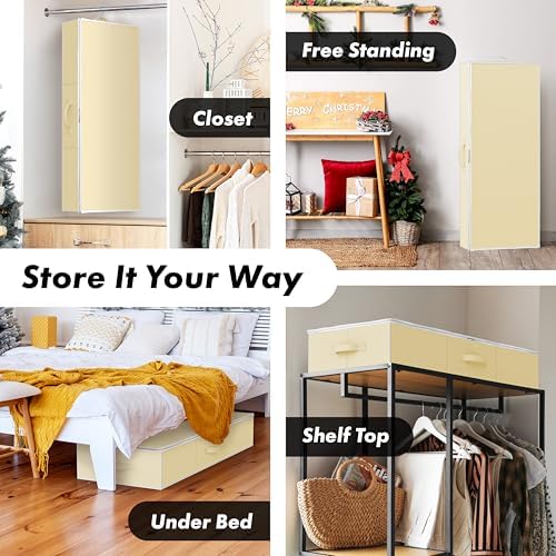 Simple Houseware 41.5" Wrapping Paper Organizer, Fits 40 Rolls, Beige - Image 6