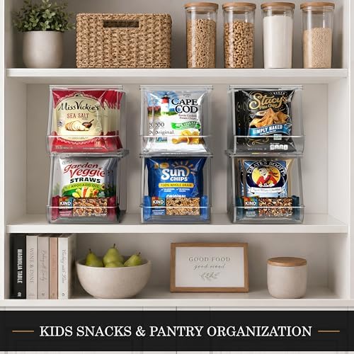 Sorbus Snack Organizer for Pantry, Clear Stackable Chip Bins (2 Pack) - Image 2