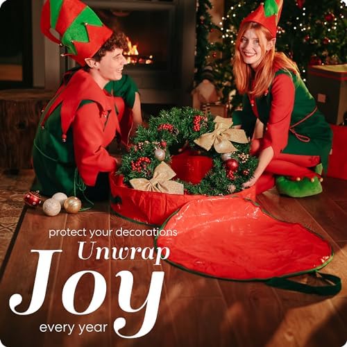 Handy Laundry Christmas Wreath Storage Bag - 2-PACK Durable Waterproof Tarp Material with Zipper & Reinforced Handles - For Holiday Décor, Tires, Wheels, Garage or Moving Organization (24") - Image 3