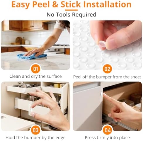 CHUNZEXI 400 PCS Clear Cabinet Door Bumpers, 3/8 Inch Round Rubber Pads - Image 4