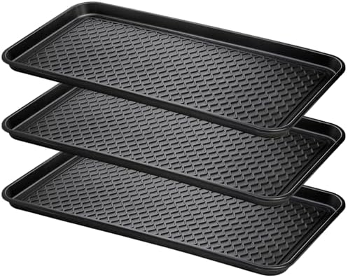 Fasmov 3 Pack Utility Boot Tray Mat Multi-Purpose Anti-Slip Tray Mat Boots, Dog Food Bowls, Gardening, Laundry, Kitchen, Garage, Entryway, 30 x 15 inches by Fasmov