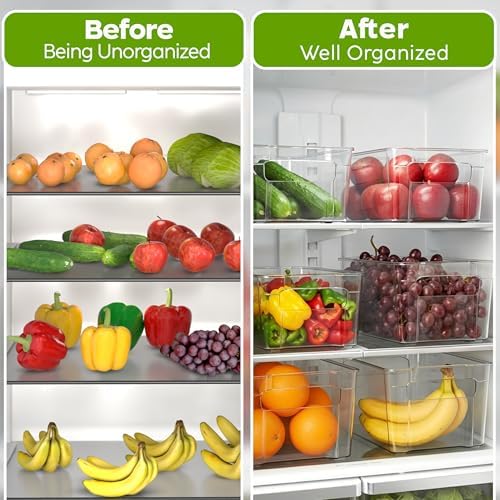 Utopia Home Plastic Stackable Storage Bins for Fridge, 8 Pack, Clear - Image 5