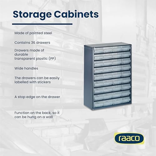 Raaco Steel Storage Cabinet, Standard 36-Drawer (C9-36) - Nuts & Bolts - Image 4