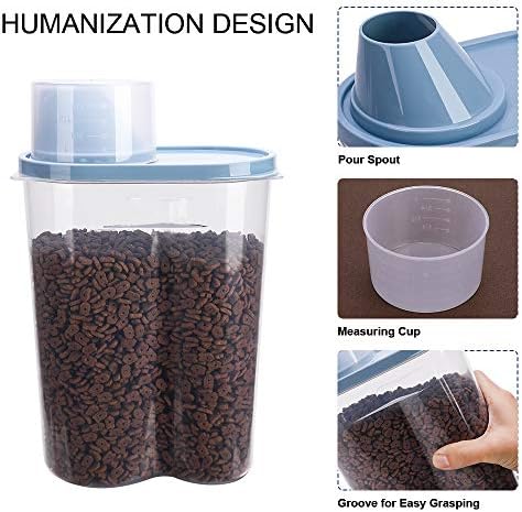 2 Pack 2lb/2.5L Pet Food Storage Container with Measuring Cup for Small Dog, Cat, Waterproof-BPA Free - Image 3