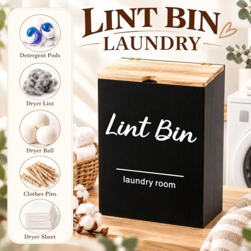 Dandat 4 Pcs Magnetic Laundry Room Organization Set, Black - Image 3