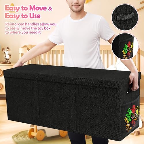 Extra Large Toy Box, Collapsible Toy Storage Organizer, 40"x16"x16", Black - Image 5