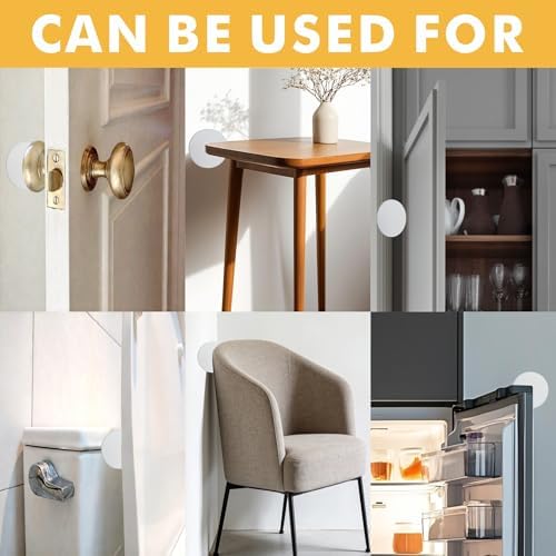 8PCS Door Knob Stoppers 3.25", Rigid Vinyl Wall Protectors with Strong Adhesive, Door Handle Bumpers for Home Wall & Door, White - Image 4
