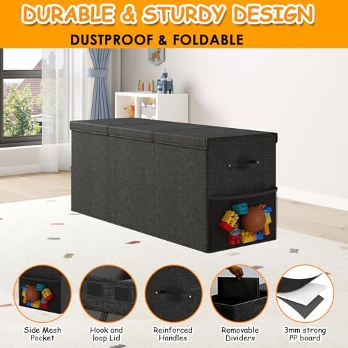 150L Extra Large Toy Storage Box with Lid, Foldable Toy Chest Organizer - Image 4