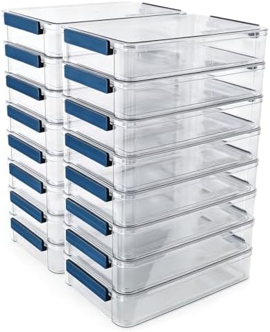 CATOOMUU 16-Pack 9x13 Shallow Flat Clear Plastic Storage Boxes by CATOOMUU