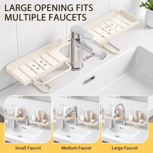 Rotatable Over Faucet Sink Shelf Organizer with Towel Bar - Image 6