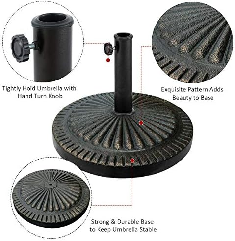 GIANTEX 31.5 lbs Patio Market Umbrella Base, Heavy Duty Cast Iron Resin Outdoor Stand, Vintage Garden Umbrella Holder, Umbrella Holder for Deck Porch Lawn Garden - Image 2