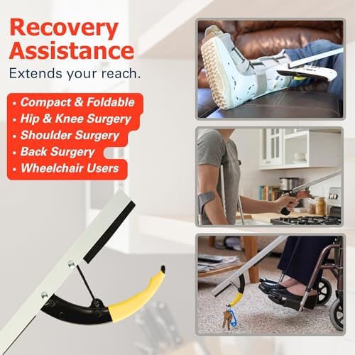 Sammons Preston Reacher, 26" Lightweight Grabber Reacher Tool with Magnetic Tip, Ergonomic Grip & Claw Jaw, Portable Reaching Aid for Seniors, Daily Living & Home Use, Standard Silver, Folding, 3 pack - Image 3