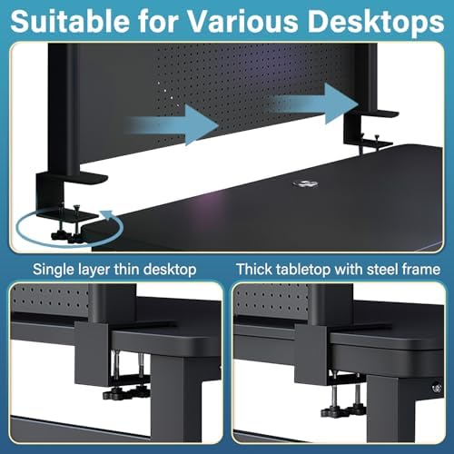 Clamp On Desk Pegboard Shelf, Black, 23.6in - Image 5
