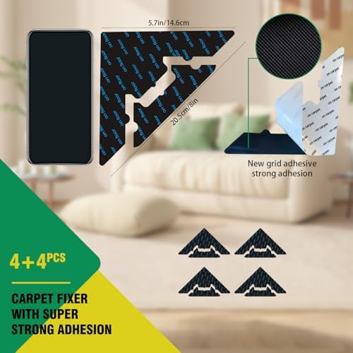 24 Pcs Large Non Slip Rug Pads Carpet Tape for Hardwood & Tile,No Residue - Image 2